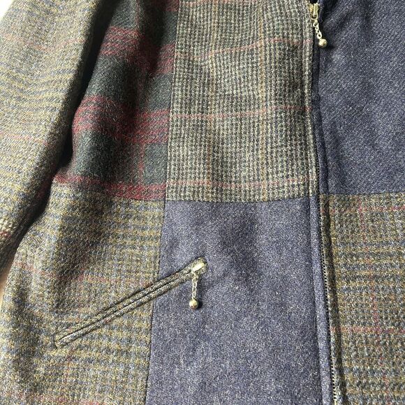 Character Suburban Wear Women’s 12 Wool Color Block Zip Blazer Plaid Blue - Picture 4 of 11